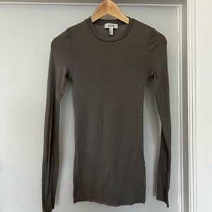 COS merino wool crew neck top, size S, mole